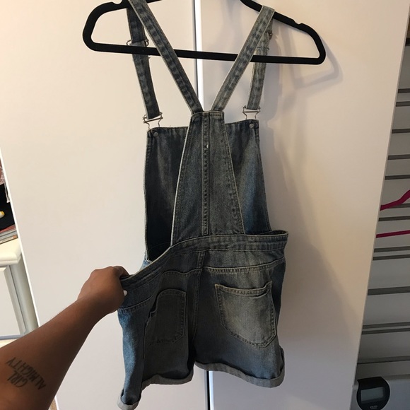 Topshop Denim Overall Shorts - Picture 2 of 3